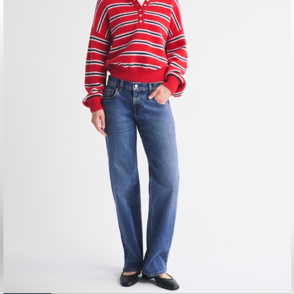 ABERCROMBIE 90s LOW Rise RELAXED JEANS SIZE 28l 28 long Medium wash - Picture 6 of 6